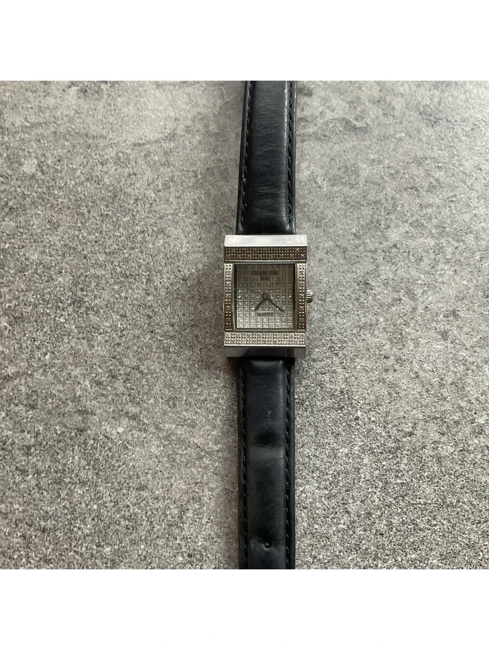 Techno Com By Kc Womens Diamond Tank Style Watch 22mm Silver Tone Case B-I